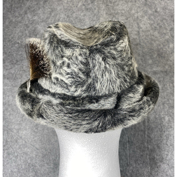Stetson Hat Mens Grey Fedora Faux Fur Ear Flaps 1930s 40s German Hunting Pin - Picture 4 of 15
